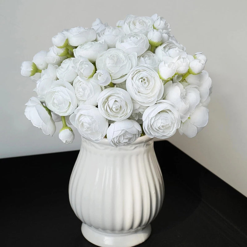 18 Pcs White Ranunculus Artificial Flowers Real Touch Mini White Ranunculus F... Ranunculus