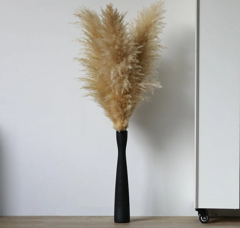 16" Tall Black Ceramic Vase,Floor Vase for Pampas Grass,Minimalist Tall Skinn... Pampas Grass