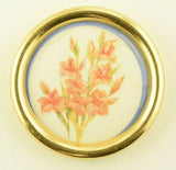 1998 Iris Or Lilies Flowers Flower Phyllis McKenzie Signed Large Art Button A1 Lily