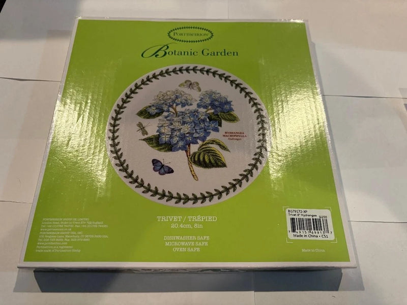 Portmeirion Botanic Garden Trivet   8"   "HYDRANGEA" BRAND NEW Iin BOX Hydrangea