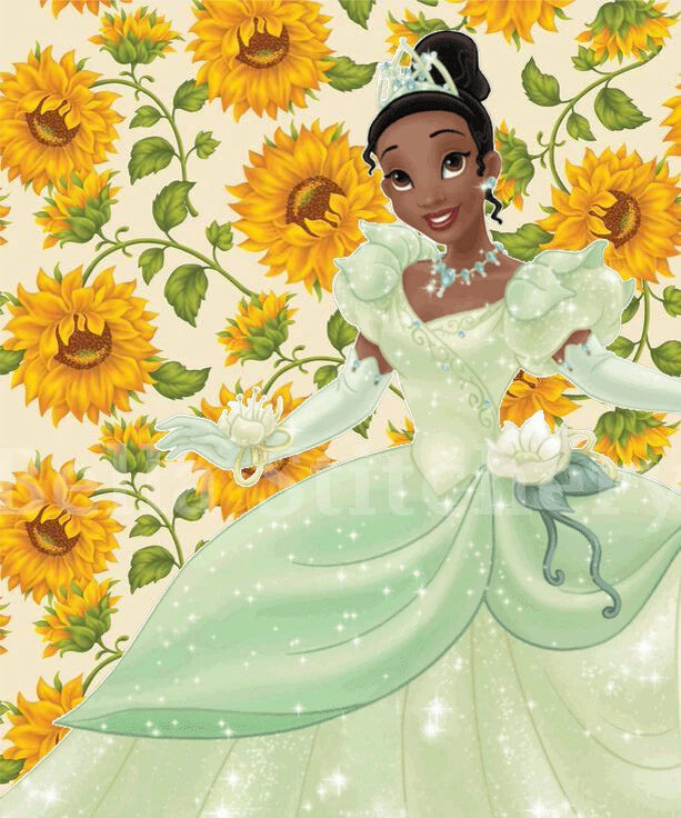 Tiana with Sunflowers Flowers 8x8 Craft & Sewing Cotton Fabric Block Sunflower