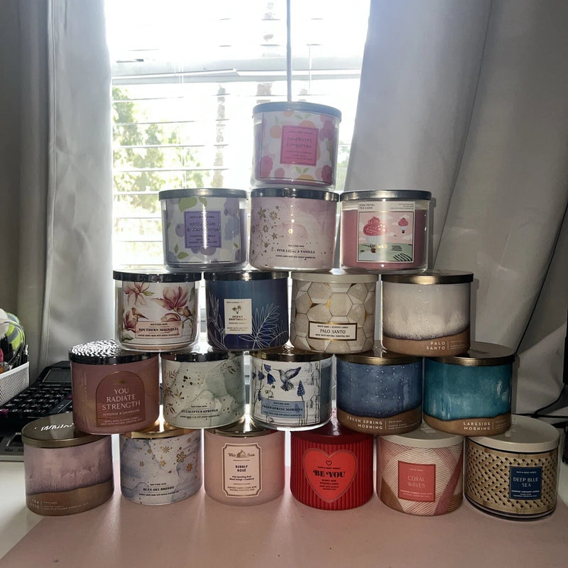 Bath & Body Works 3-wick candles in metal tins, assorted scents