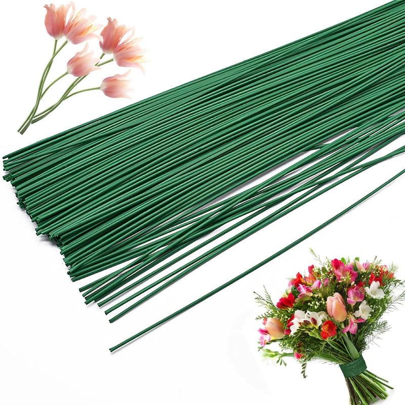 200 PCS Floral Stem Wire Flower Arrangements and DIY Crafts,Dark Green,Floral Wi Green Plant