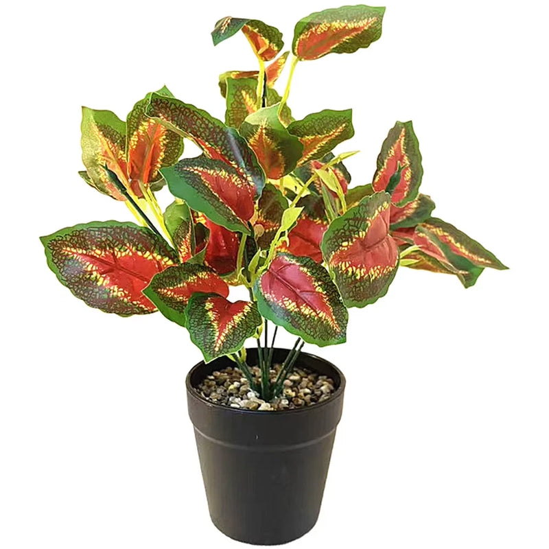 7 Prong Bonsai for Office Artificial Plant Fake Plant Green,Red,White,Red Purpl Green Plant