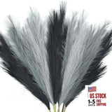 8Pcs Black and Grey Faux Pampas Grass Tall 35.4inch-8Pcs Black, Grey, Silver Pampas Grass