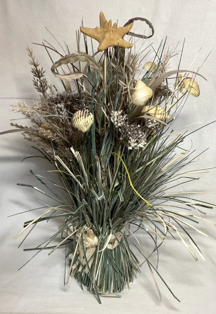 Medium Size Bundled Flower Arrangement Shells 16" Tall. Dried Flower