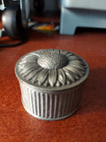 Vintage Sunflower __ Metal Trinket Jewelry Box w/ Red Velvet Lining 2Ó Sunflower