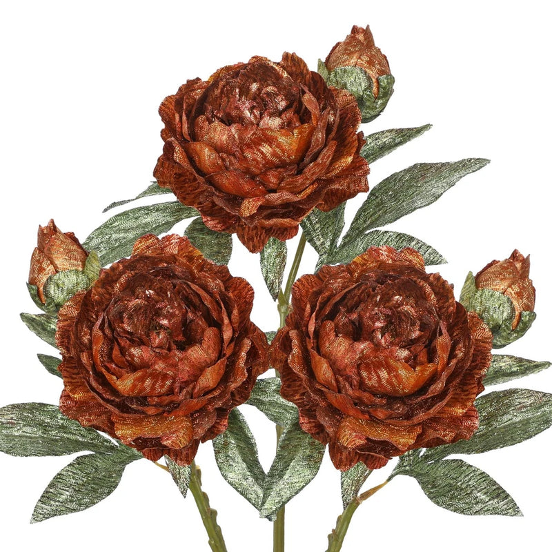 3PCS Artificial Christmas Peony Stems, 15in Silk Flowers for Holiday Decor Peony
