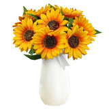 Olrla Artificial Sunflowers with Stems,10pcs Faux Silk Sunflower Bulk for Sunflower