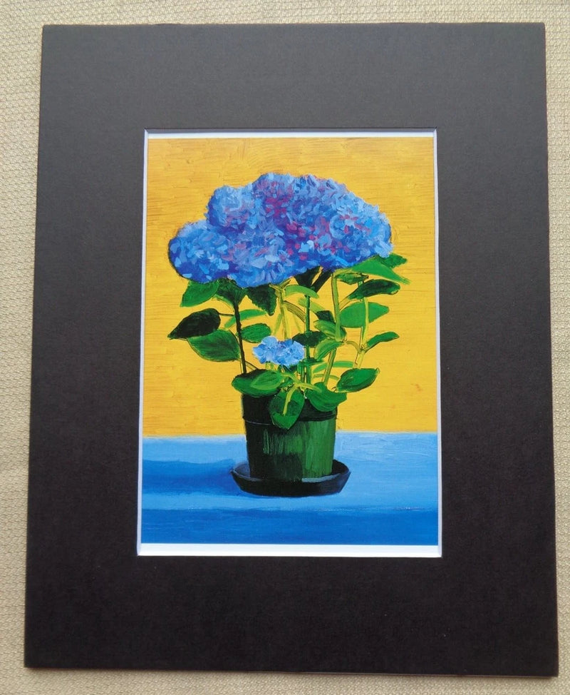 David Hockney Blue Hydrangea Potted Plant Flowers Garden Art Print Still Life UK Hydrangea