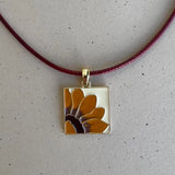 Gold-tone Sunflower Charm Cord Necklace, Hippie Boho Jewelry, Floral, Gifting Sunflower