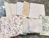 Lot Of White /Cream Print Cotton Fabrics For Quilting/Crafts--Large Pieces Flowering Plants