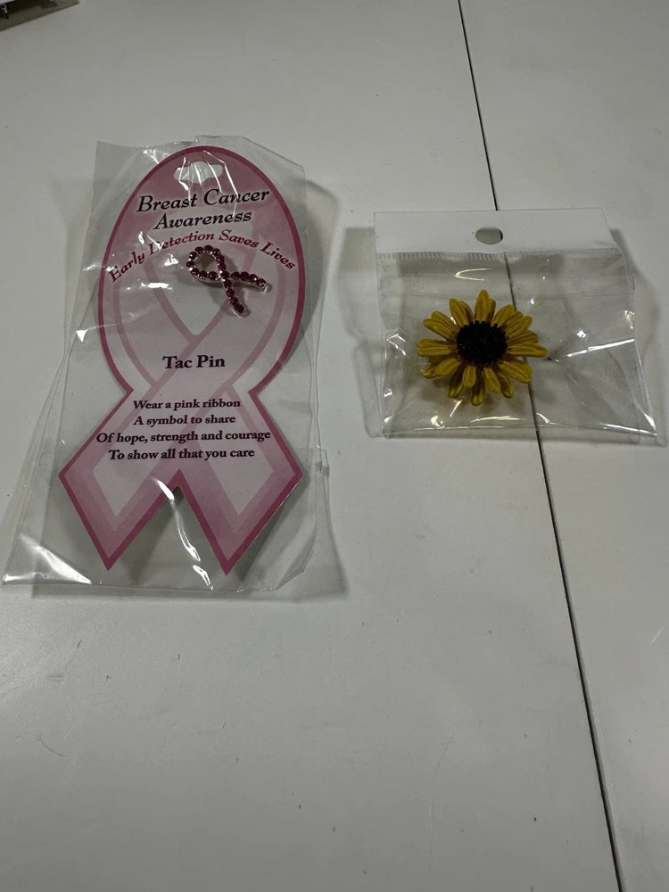 Unbranded Jewelry Lot Breast Cancer Tac Pin and Sunflower Pin NIP (7E x40) Sunflower
