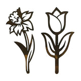 Metal Rose Carnation Sculpture Garden Stake Iron Art Flower Silhouette Decor Garden Plants