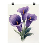 Boho Lavender Calla Lilies Flower Art Print Poster, Minimalist Floral Art X2 Lily