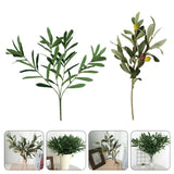 2 Pcs Artificial Plants Indoor Greenery for Table Decor Silk Olive Branches Green Plant