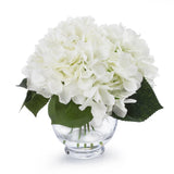 Silk Hydrangea Artificial Flowers Arrangement Centerpiece Glass Vase Faux Water Hydrangea