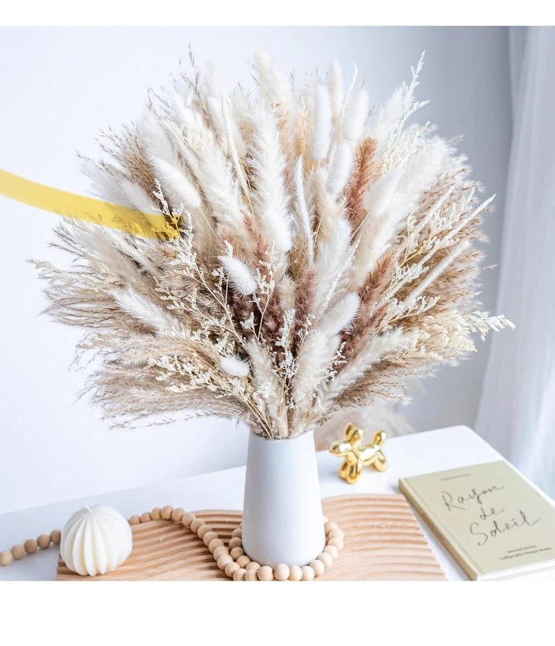 86PCS Natural Dried Pampas Grass Boho Home Decor Pampas Grass