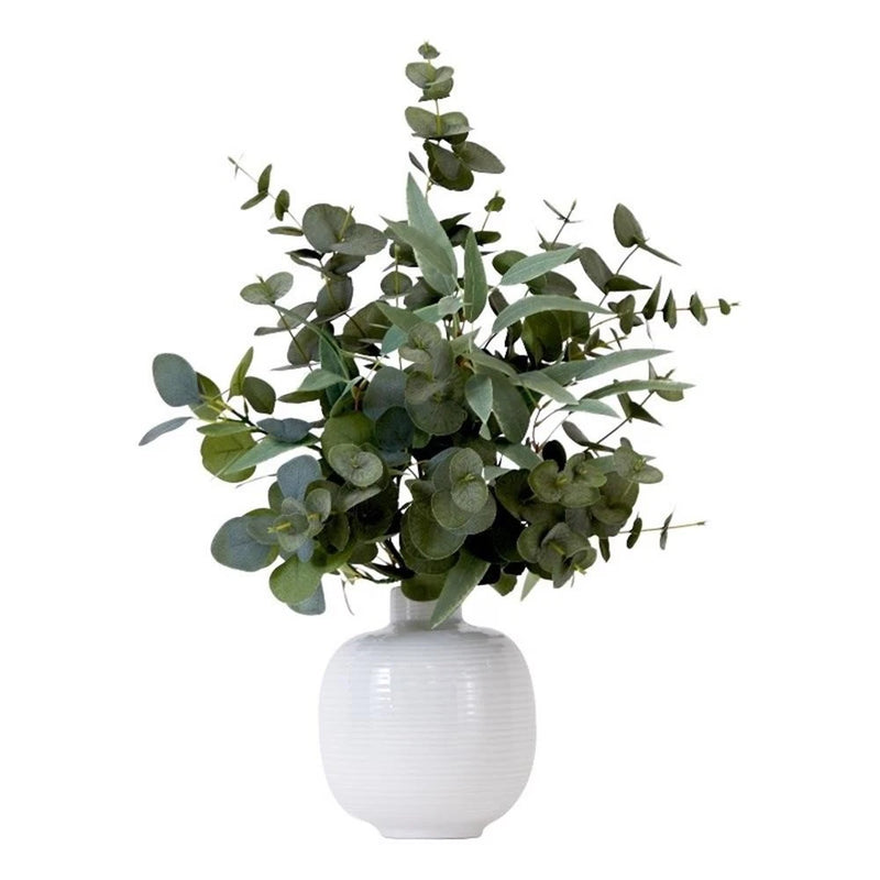 Nearly Natural 24" Artificial Eucalyptus Leaves Arrangement with Ceramic Planter Green Plant