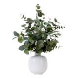 Nearly Natural 24" Artificial Eucalyptus Leaves Arrangement with Ceramic Planter Green Plant