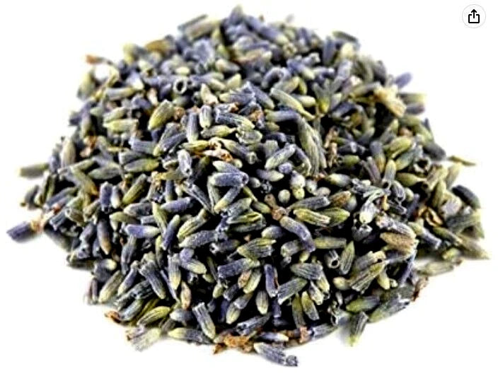 Dried lavender flowers bundle, small purple buds with green stems