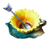350ml 3D Handmade Cup Home Decor Creative Sunflower Coffee Mugs Spoon Saucer Sunflower