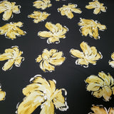 Knit Fabric 2-Yards Floral Print on Black 4-Way Stretch 59" Garment Sewing Flowering Plants