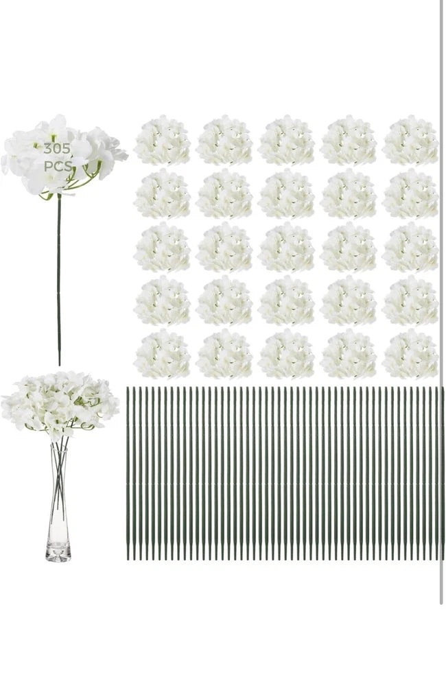 80 PCS White Silk Hydrangea Flowers with Stems for Wedding & Home DŽcor Hydrangea