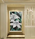 3D White Lily Flower ZHUA9182 Wallpaper Wall Murals Removable Self-adhesive Amy Lily