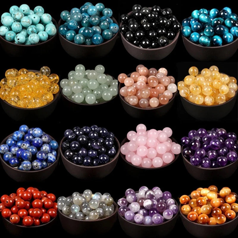 Natural Gemstone Round Spacer Loose Beads Jewelry Making 4mm 6mm 8mm 10mm 12mm Roses