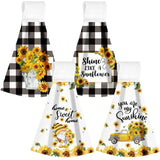 4 Pcs Sunflower Hanging Kitchen Towels Hand Towels with Hanging Loop Summer B... Sunflower