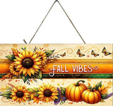 Fall Vibes Sunflower Pumpkins  Printed Handmade Sign Sunflower