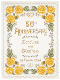 Golden Wedding Anniversary Roses Sampler - complete cross stitch kit on 14 aida Roses
