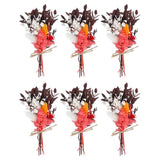6 Pcs Mini Pampas Grass Dried Flower Bouquet Boho DIY Gift Wine Red Dried Flower