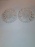 Cut Glass Candle Holders (2) Clear Heavy Flower Shaped Sunflower Sunflower