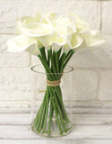 Cream Color Faux 20 Calla Lily w/Glass Vase Real Touch Floral Arrange Lily