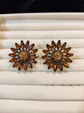 Crystal Sun Flower s925 silver needle stud earings Sunflower