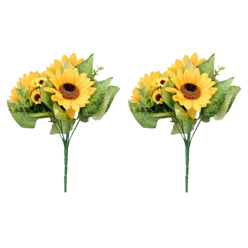 2Pcs Fake Sunflower Bouquet Wedding Decoration Flowers Sunflower