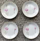 Royal Court Carnation Amuse-bouche Sample Plates Fine China Flowers Gold Trim Carnation