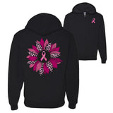 Pink Cheetah Print Breast Cancer Carnation Flower Zip Up Hoodie Sweatshirt Carnation
