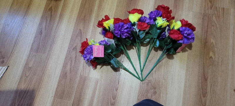 Mixed Color  Bush Rose Carnation Bouquet Lot Of 43 Carnation