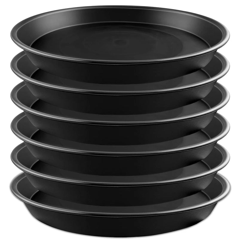 Garrdeen 6-Pack 12" Black Plant Saucer Trays, Thick PP Plastic Planter Bases Orchids