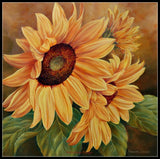 Sunflowers Bloom - Counted Cross Stitch Patterns - Color & BW Symbols Sunflower
