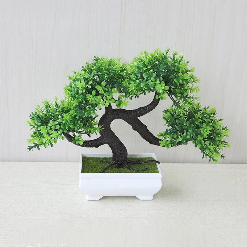 Office Pine Tree Garden Decor Bonsai Artificial Fake Flowers In Pot Plants Home+ Green Plant