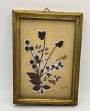 Vintage RDE Import Italy Herbarium Dried Flowers Gold Framed Artist Unknown Dried Flower