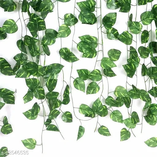 Artificial money plant vine with glossy green heart-shaped leaves, hanging strand
