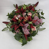 Artificial Floral Arrangement Roses Hydrangeas Lilies Greenery 27 x 22 Inches Hydrangea