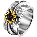 Women's Flower Daisy Spinner Ring Stainless Steel Meditation Fidget Band Gift Daisies