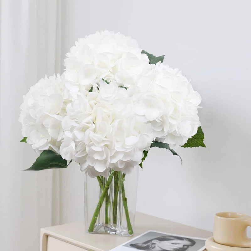 4PCS Hydrangea Artificial Flowers 25 Faux Hydrangea Flowers, White Fake Hydra... Hydrangea