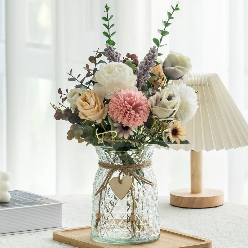 Fake Flowers with Vase, Faux Peony Silk Flowers for Home Decor,Fake Flowers w... Hydrangea